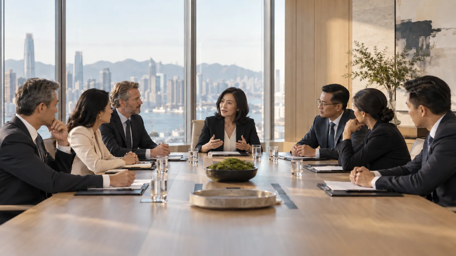 A founder leading a board meeting